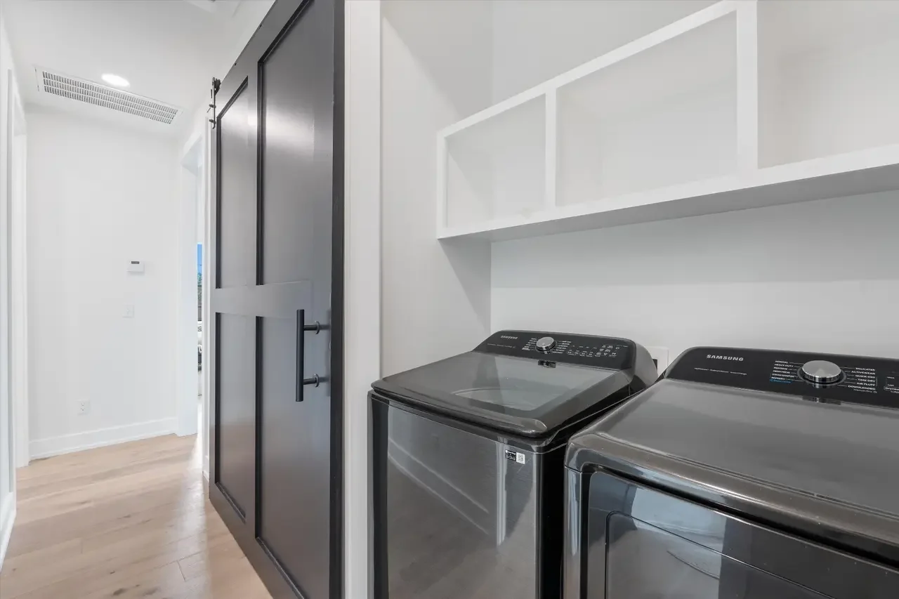 Laundry Upstairs with barn door 