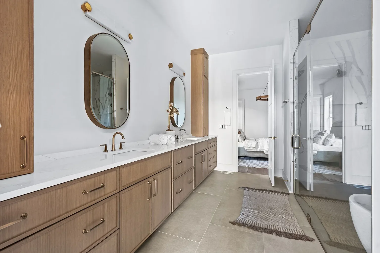 primary double vanity with custom cabinets