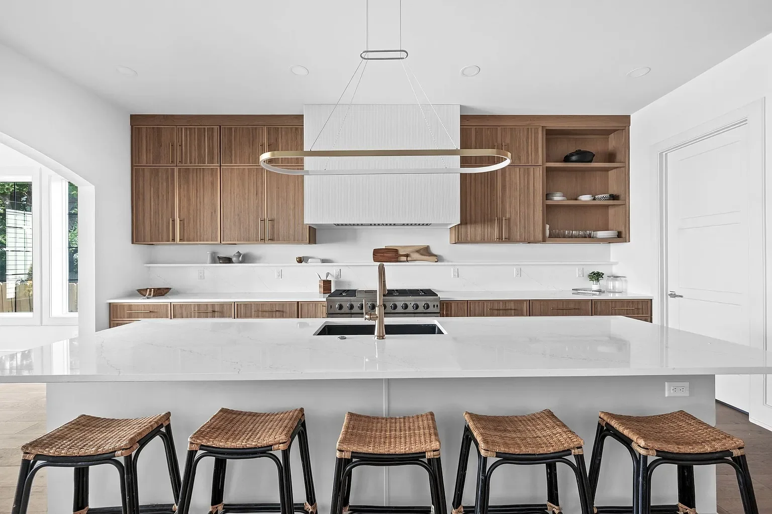 Kitchen island with custom cabinets