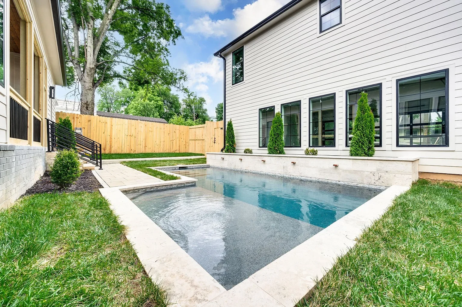 Gunite pool with 5 scuppers 