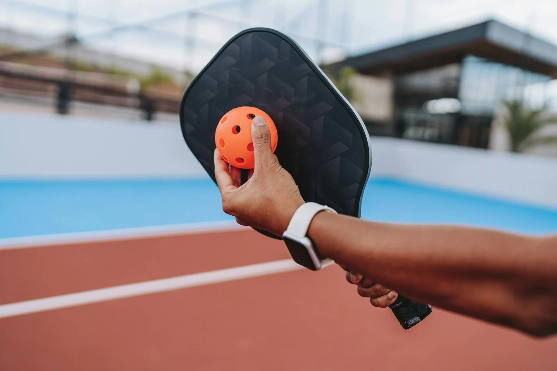 getting ready to serve in pickleball