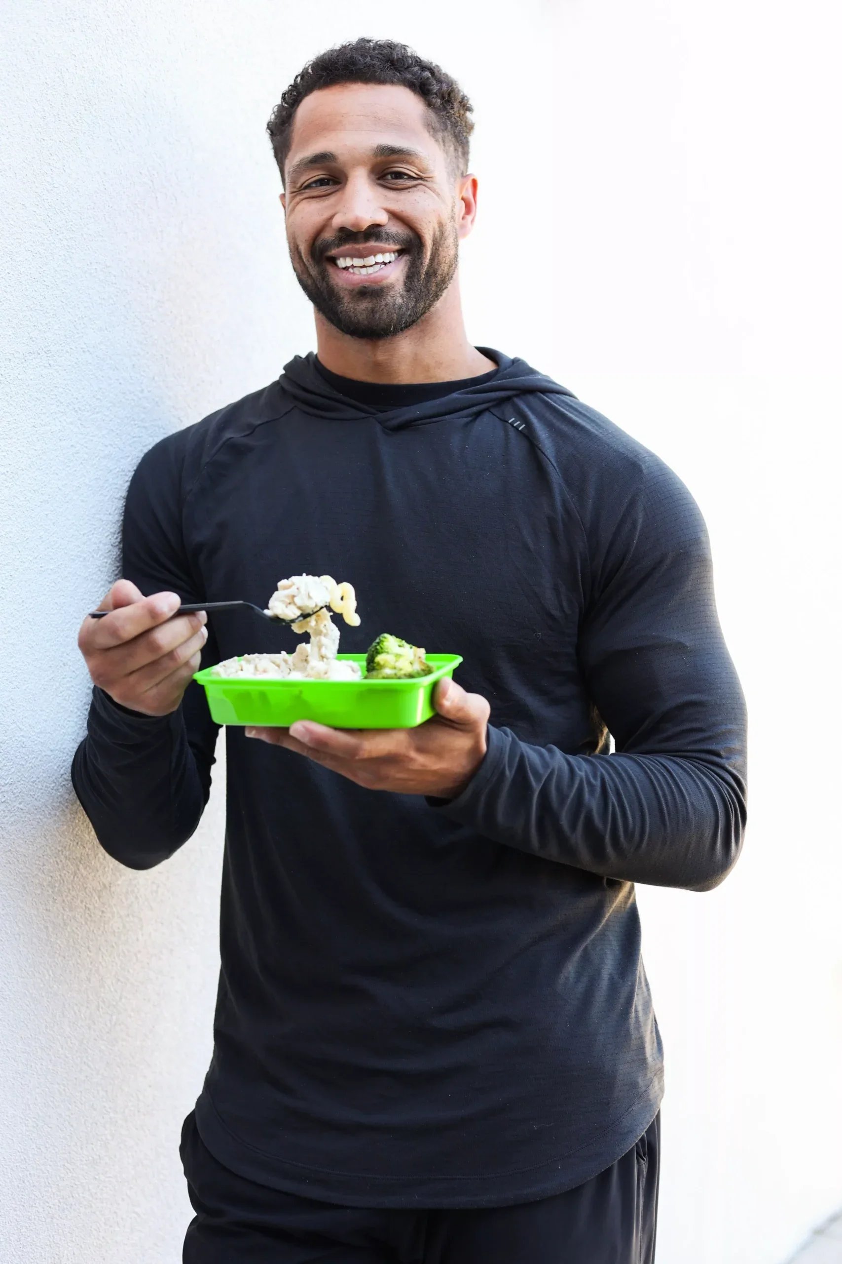 pickleball player with lean kitchen meal