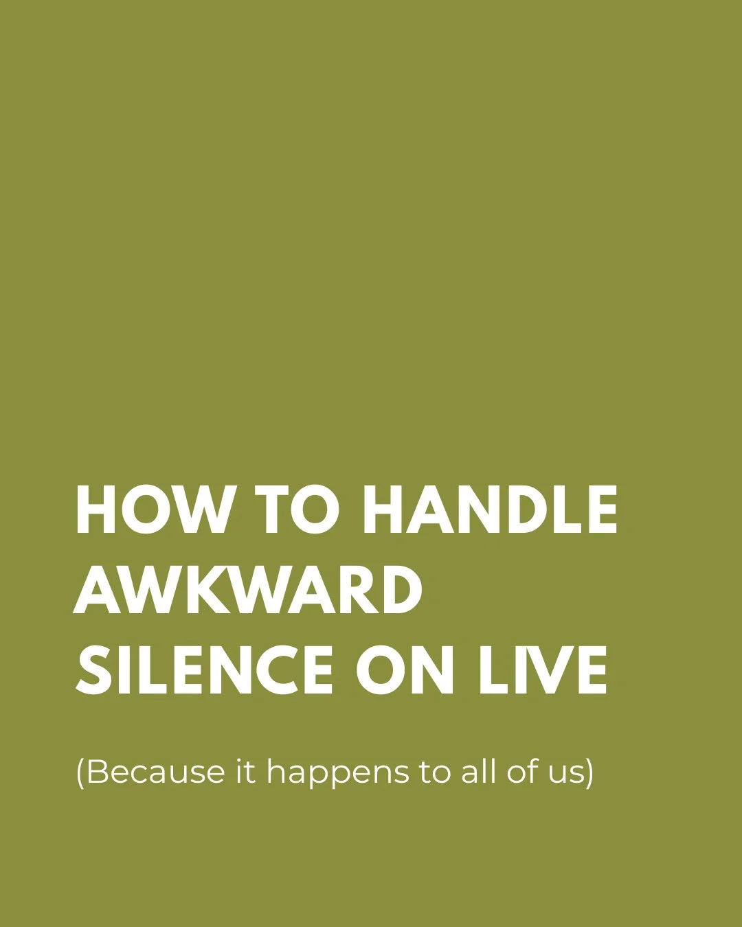 No viewers yet? Don&rsquo;t panic. ⁠
⁠
Often times it takes people a bit to join lives, which means there's a bit of awkward silence that we need to deal with. Here's what I do:⁠
⁠
&bull; Start talking anyway (assume people will watch the replay)⁠
&b