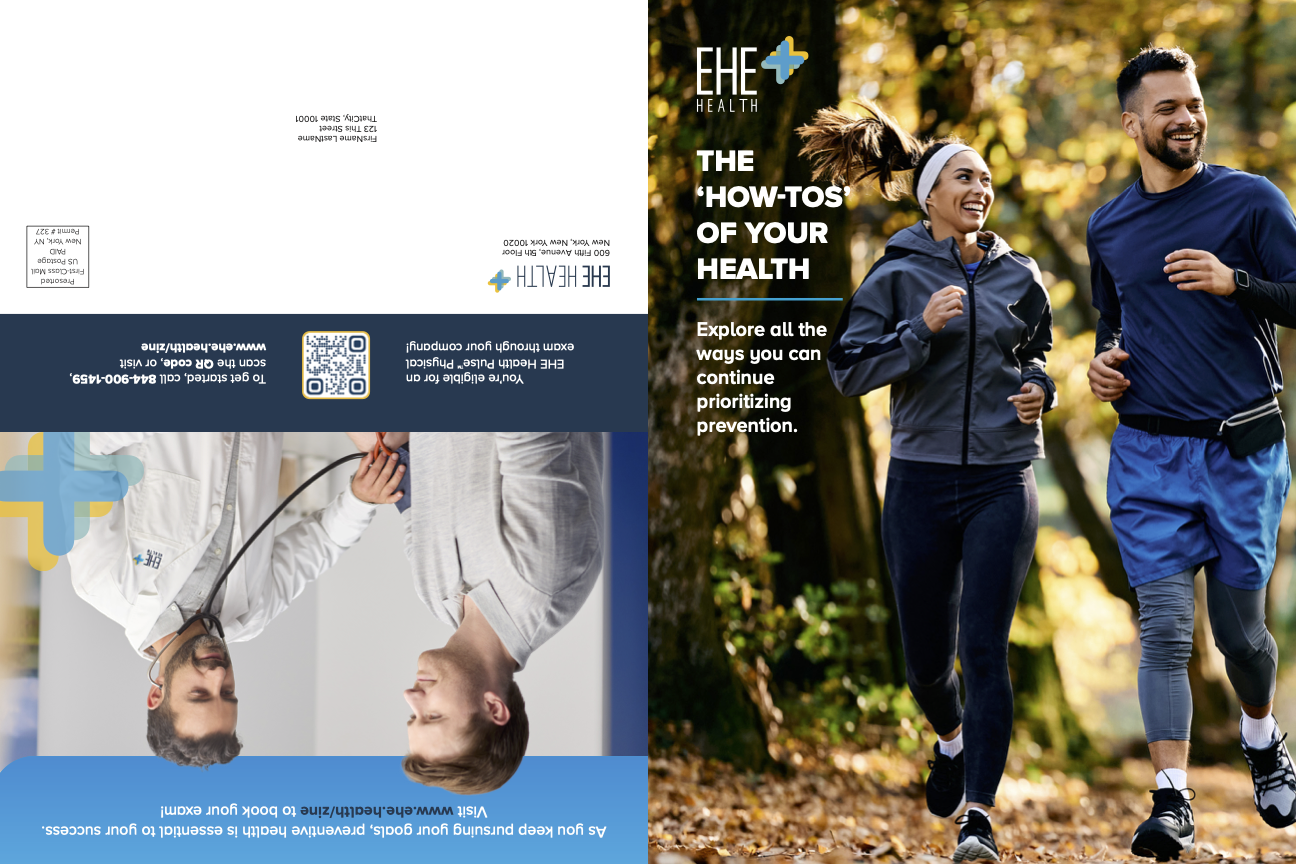 Two people jogging outdoors in a park during autumn, smiling and wearing athletic clothing.