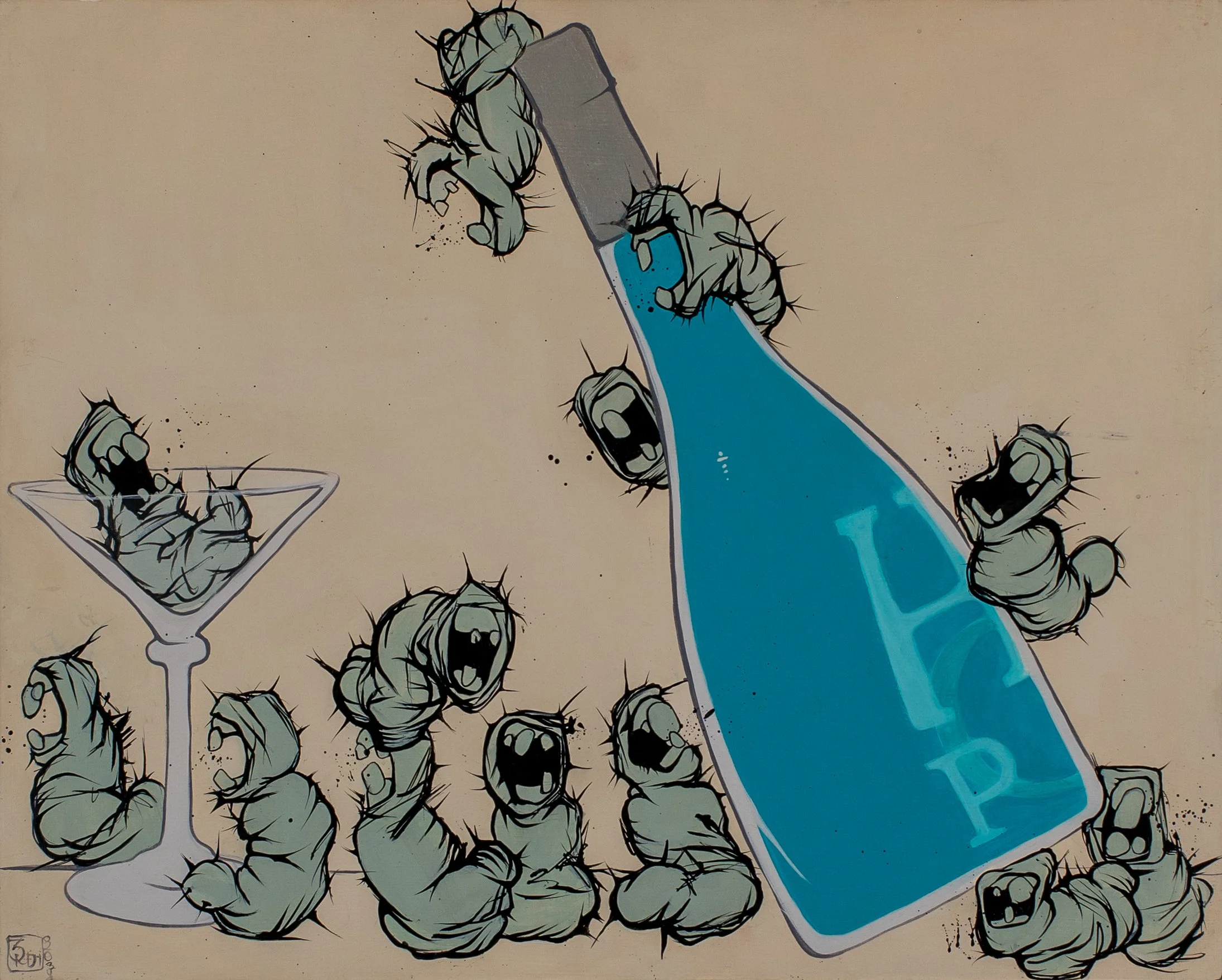 The W.O.I.M.S. try to drink hypnotic Apricots (quadriptych)