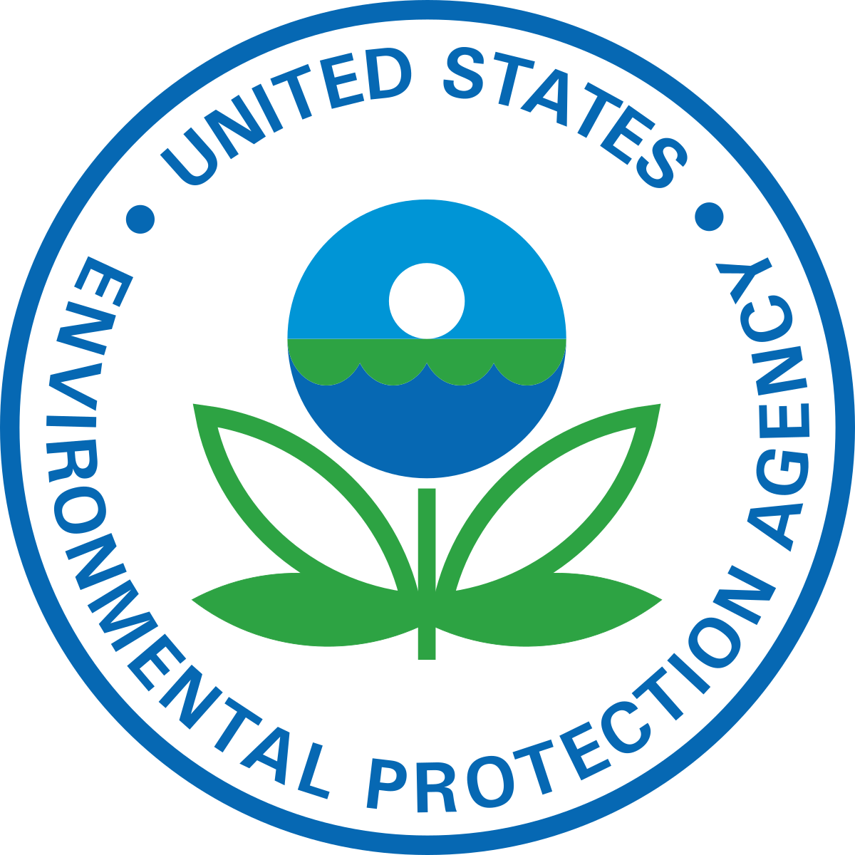 EPA Environmental Protection Agency logo with a flower design and water symbol in the center, surrounded by the words 'United States Environmental Protection Agency' in a circular pattern.