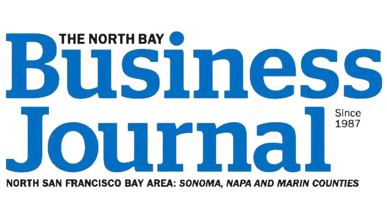 Logo for the North Bay Business Journal with text in blue and black, mentioning the North San Francisco Bay Area, Sonoma, Napa, and Marin counties, established in 1987.