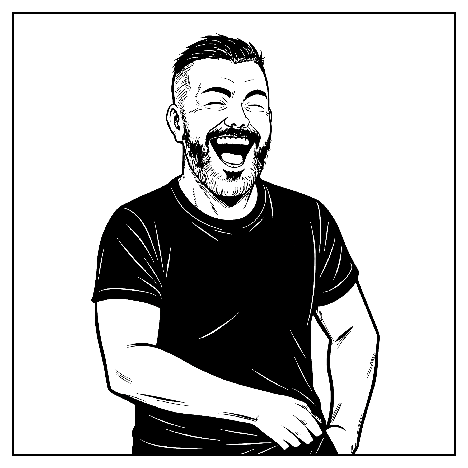 Illustration eines lachenden Mannes, die Freude ausdrückt.