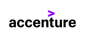 The Accenture logo with black text and purple accent.