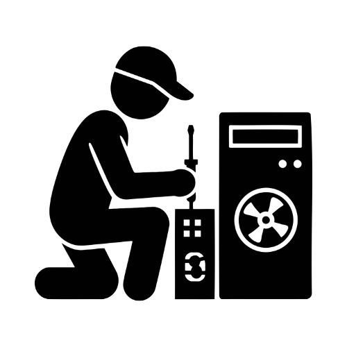 Outline of a seated person with a guiding cane next to a wheelchair.