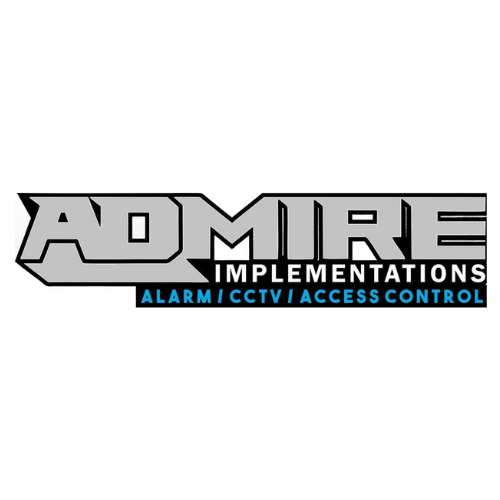 Logo for ADMORE Implementations with text indicating alarm, CCTV, and access control services.