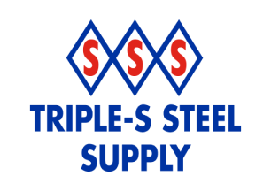 Triple-S Steel Supply logo with three diamond shapes containing red S's and blue text.