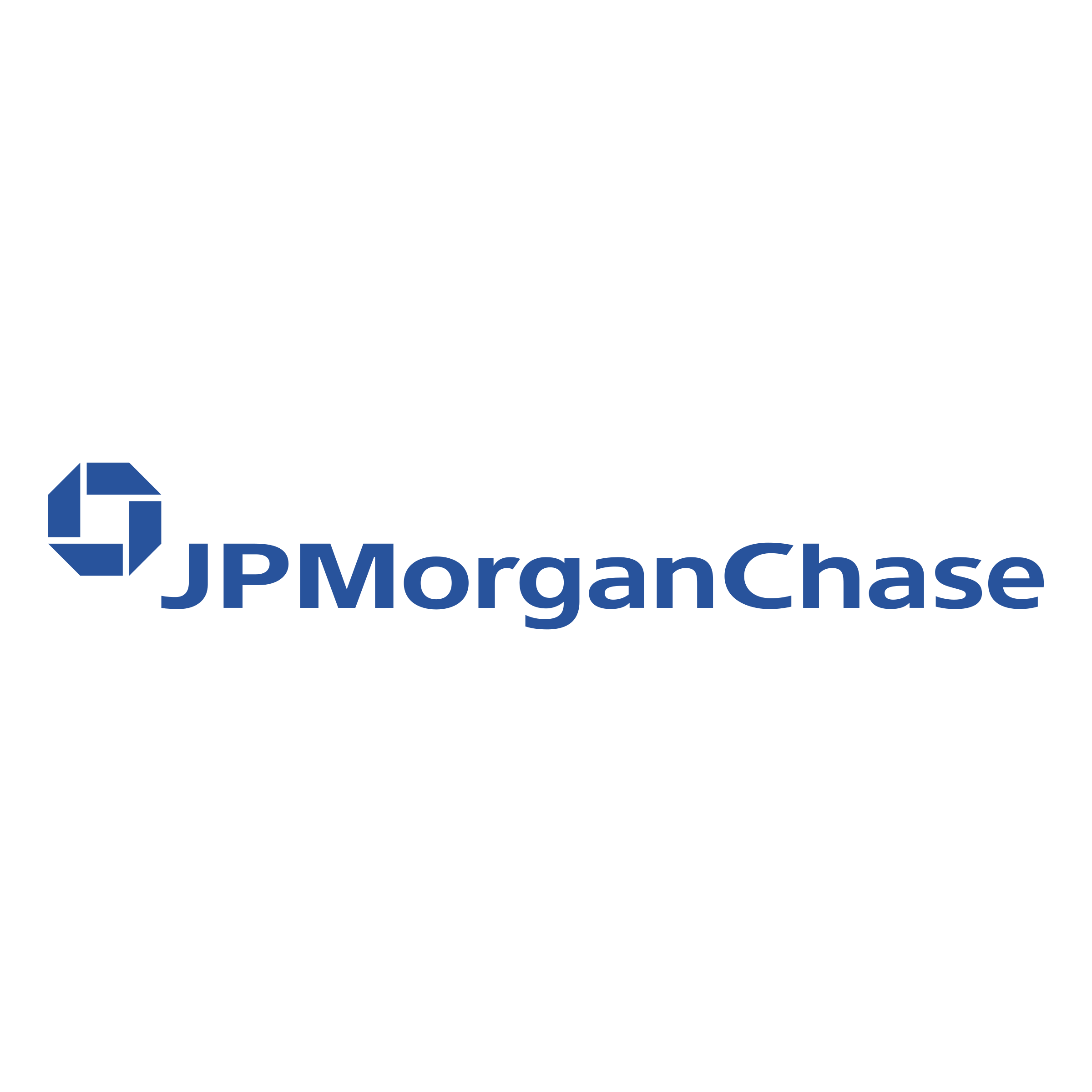JPMorgan Chase logo, blue octagonal symbol with 'JPMorgan Chase' text