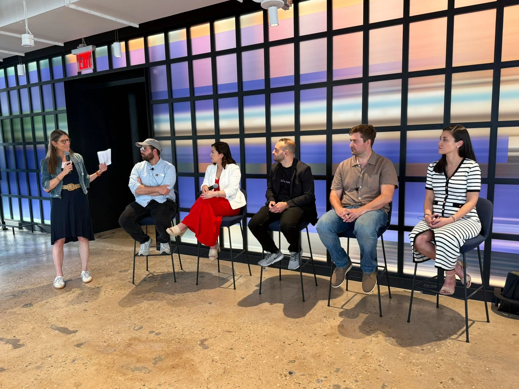 Julie Samuels moderates a "new media" panel during NY Tech Week, held with Edelman.