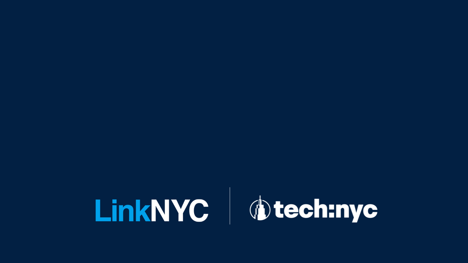 LinkNYC and Tech:NYC logos on a navy blue background.