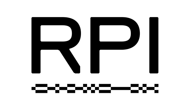 RPI logo in black text with a stylized black and white checkered line underneath