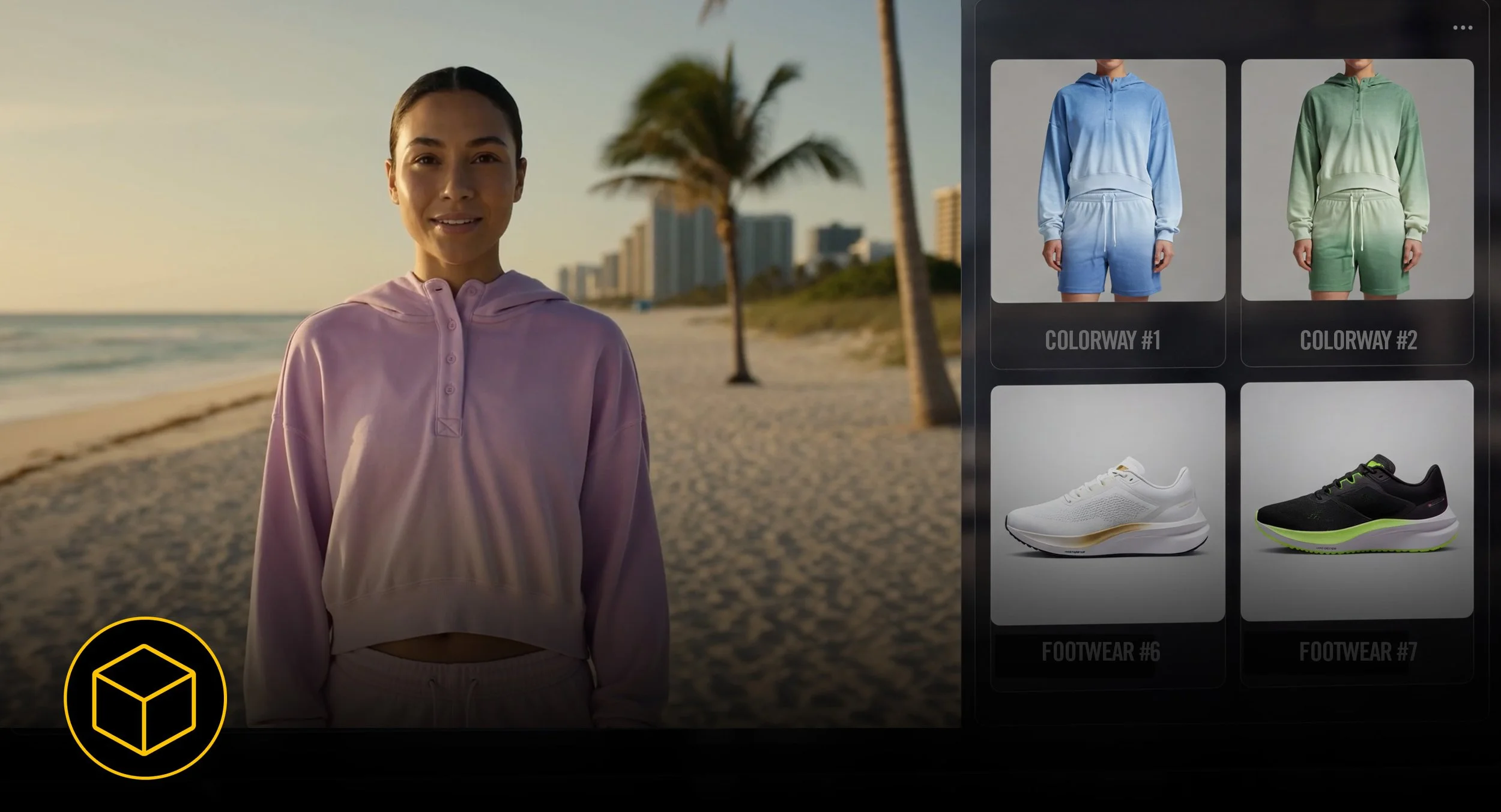 Concept visualization demonstrating how AI can help brands evaluate apparel fit, explore new colorways, create product-on-body imagery, and generate retail marketing assets before physical products or samples exist.