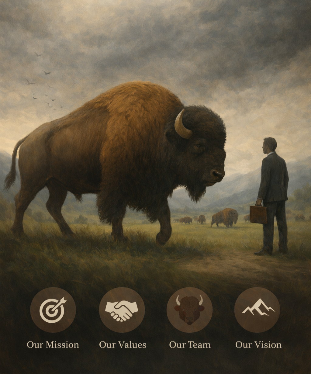 Bison and consultant symbolizing trusted cybersecurity partnership