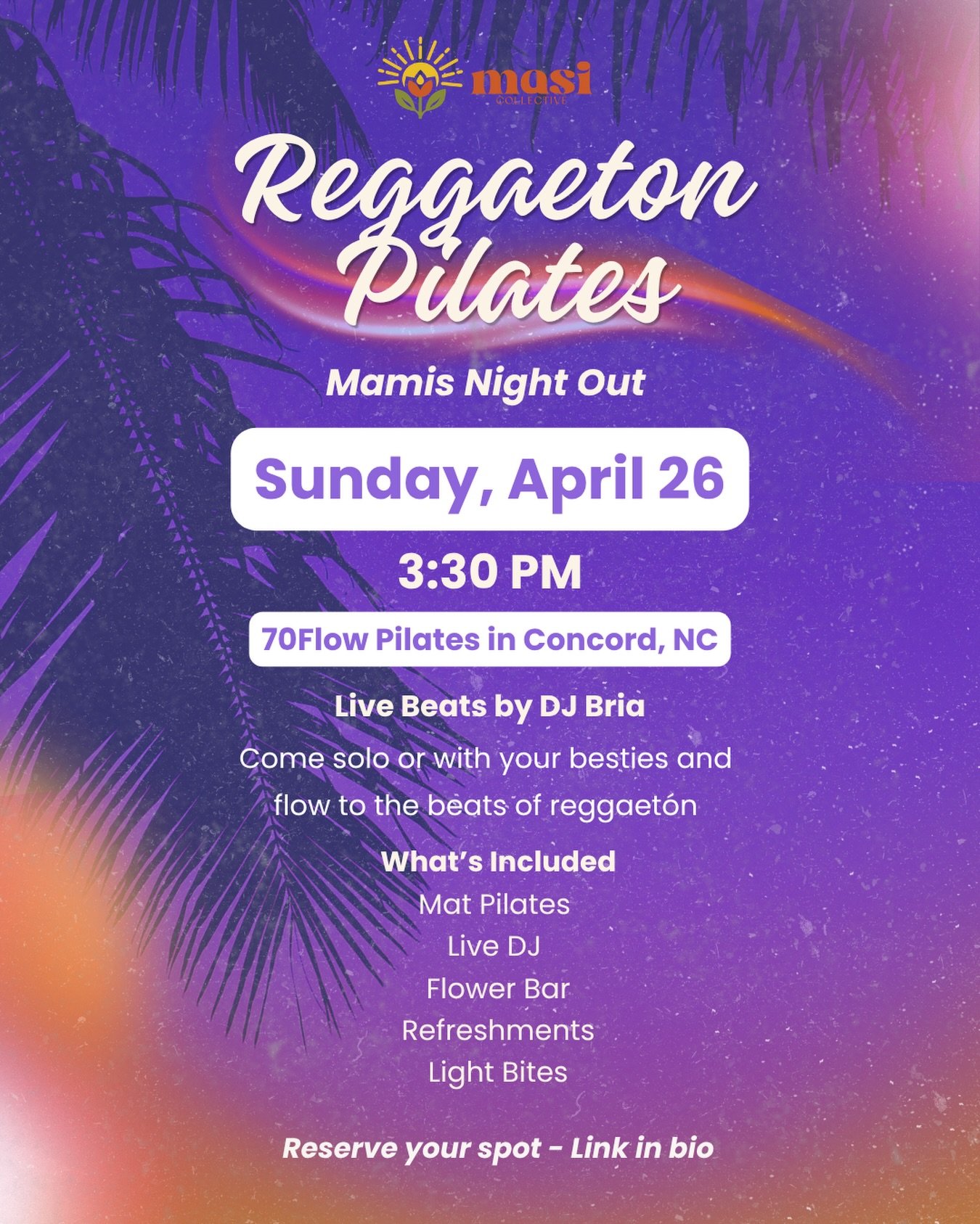 Reggaet&oacute;n Pilates 💜🔥💃🏽

A moment for the mamis to move, vibe, and pour back into themselves. We&rsquo;re hosting an adults-only Pilates session at @70flow.clt in Concord.

Come solo or with your besties and flow to live reggaet&oacute;n be