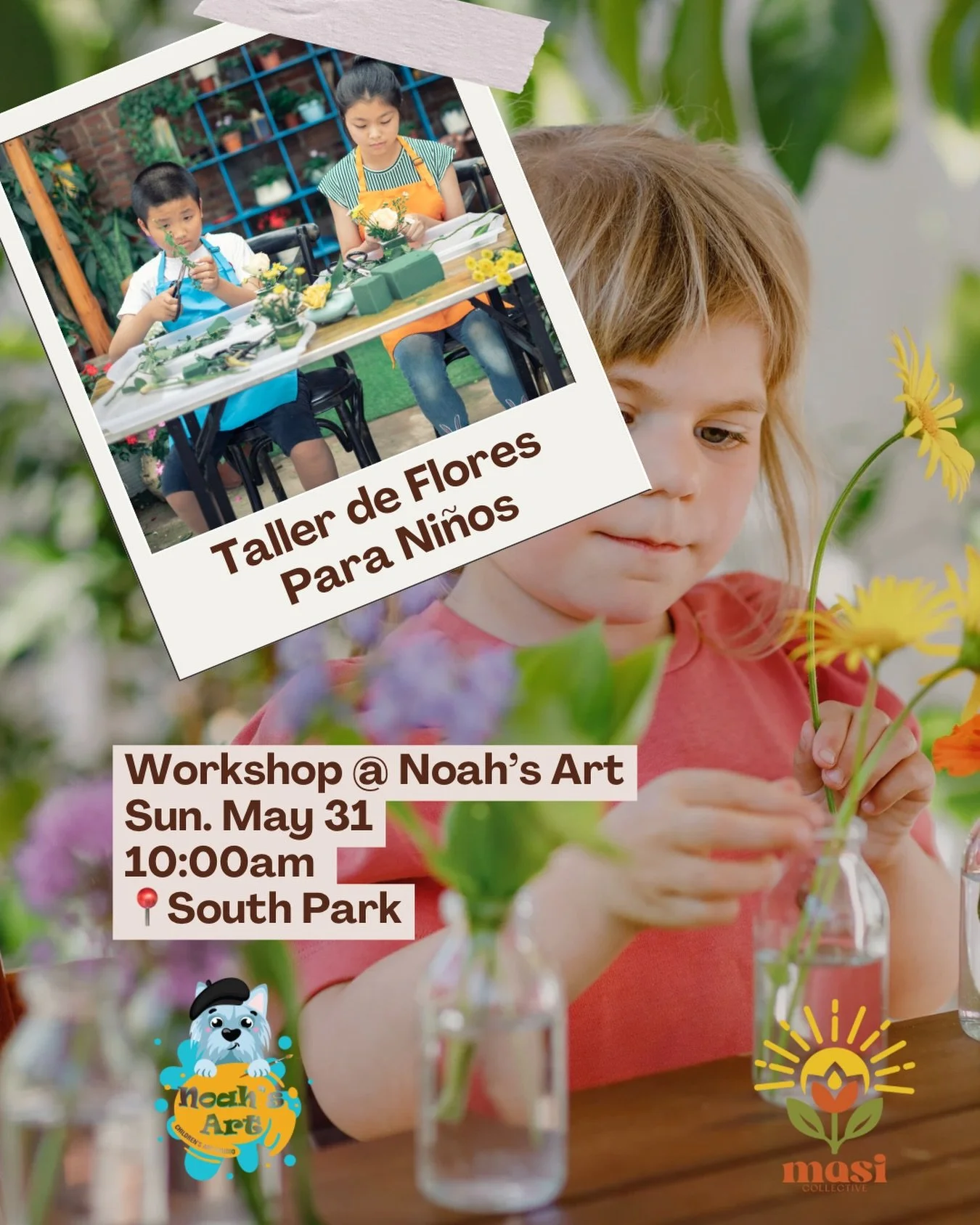 Join us for our Taller de Flores para Ni&ntilde;os 🌸

A hands on bilingual workshop where little hands will create their own floral arrangements while naturally being introduced to Spanish along the way.

During our time together, children will enjo