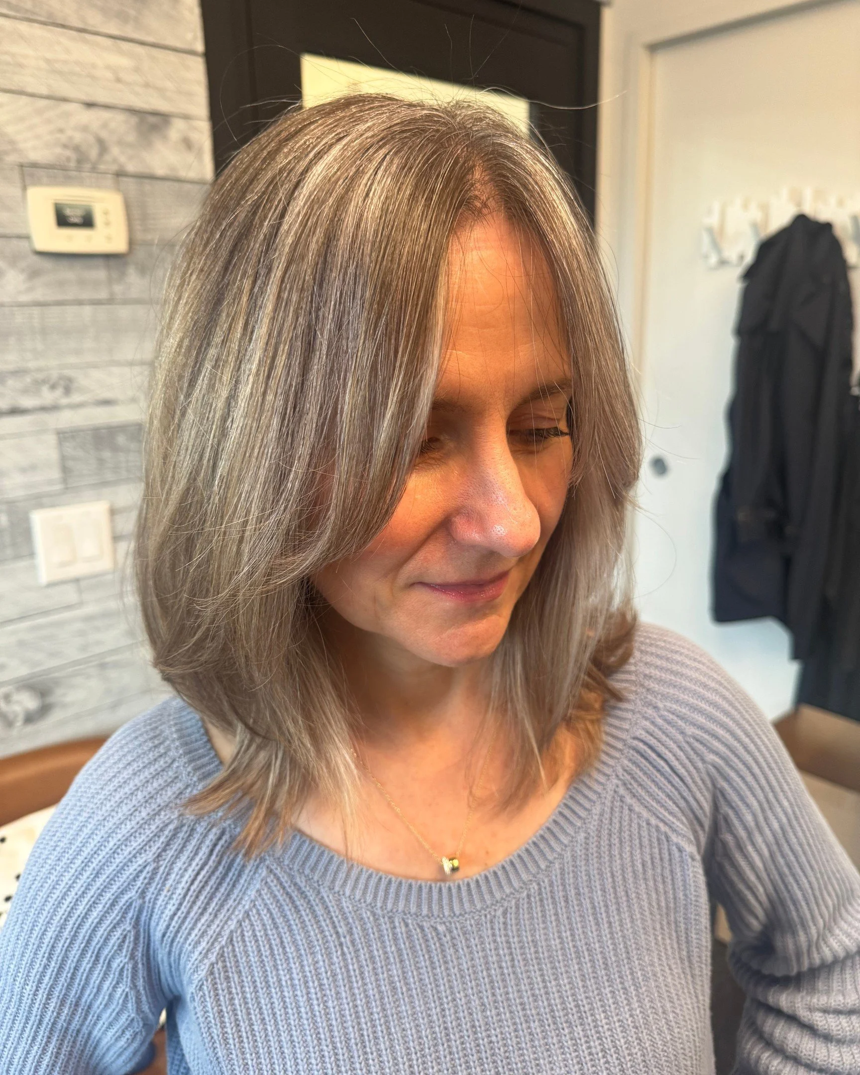 a women with silver hair