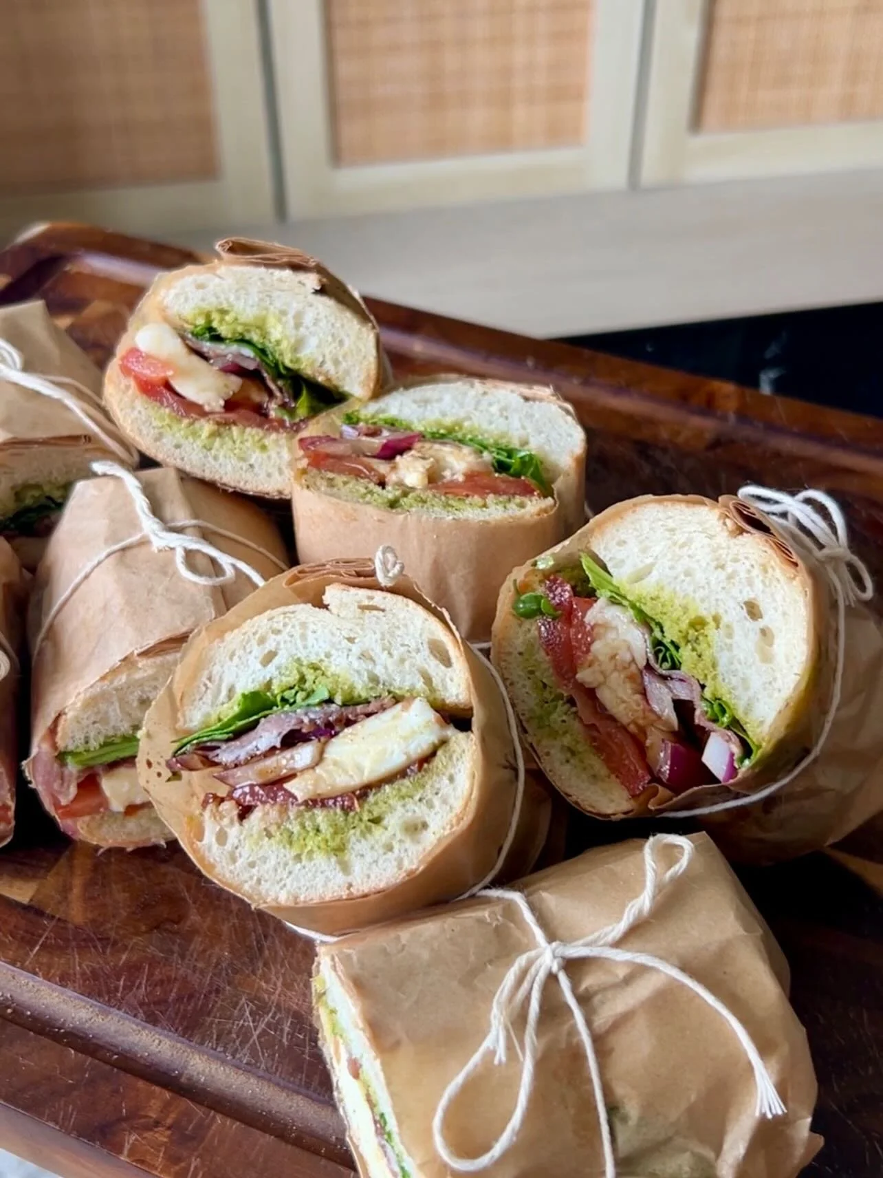 ‼️‼️NEW MENU ITEM‼️‼️ 

I can't keep my fave sandwich to myself! 

"The perfect pairing to turn any charcuterie selection into a full meal. This box features 12 hand-wrapped halves of fresh-baked baguette, layered with premium prosciutto, fresh 