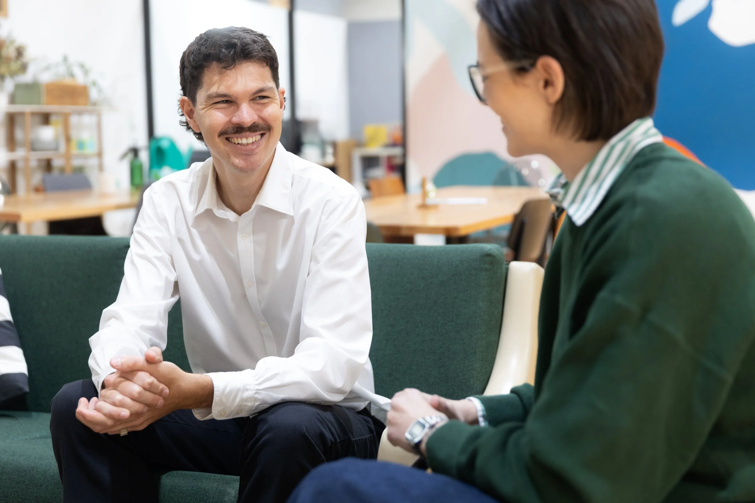 James Pryor discussing funding strategy with a client