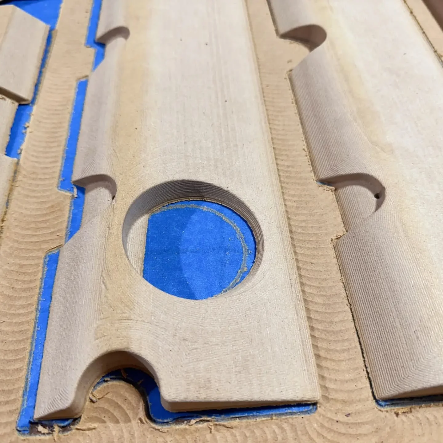 The problem-solvers that they are, The Snyder boys have been learning through experience by creating the slices that make up the "cake" of our #vacuform bucks. Here you can see some of the progress pics as they worked through the creation.

