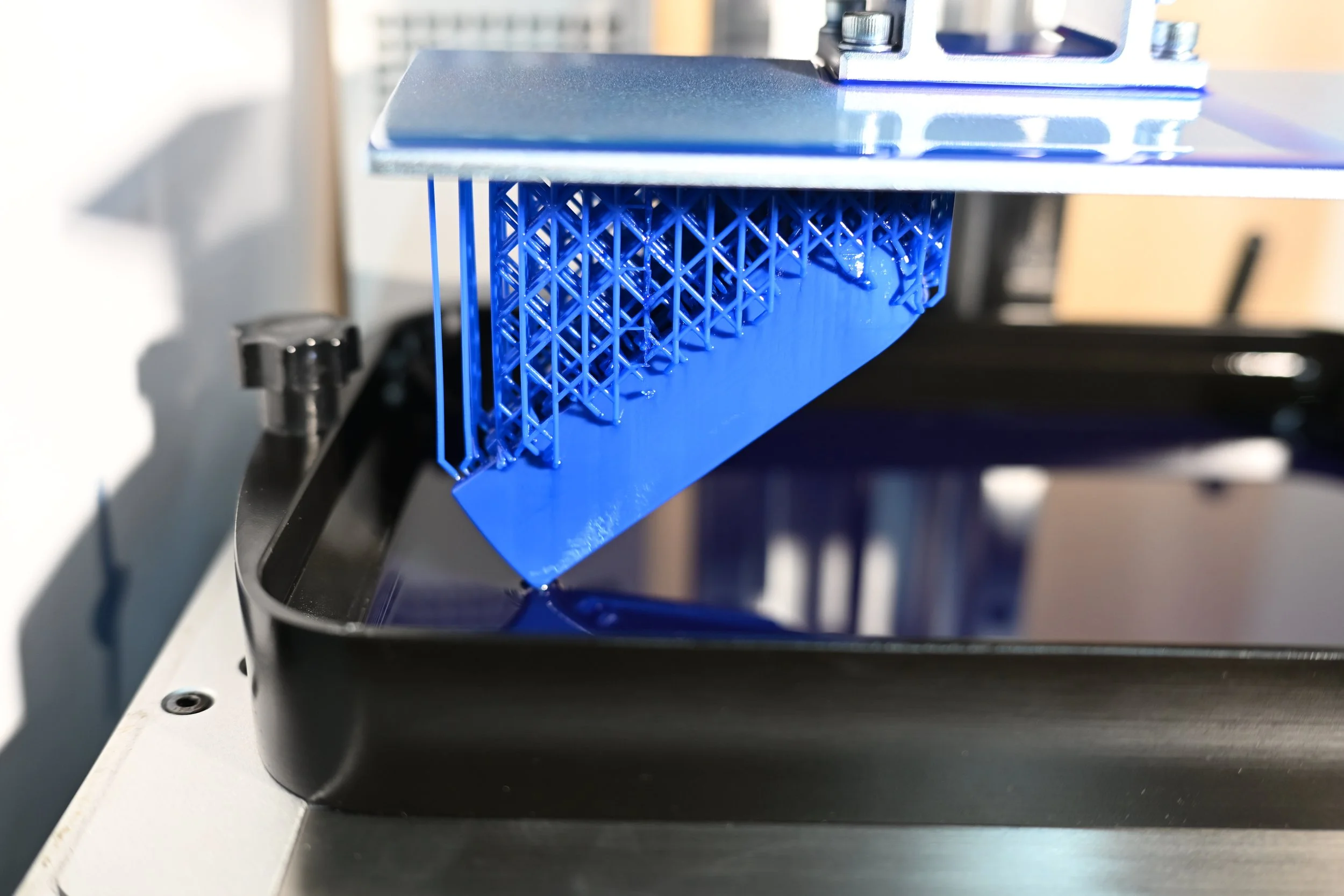 3d print of a custom badge for a classic car shop in Fort Worth - almost ready for the burnout and then casting process