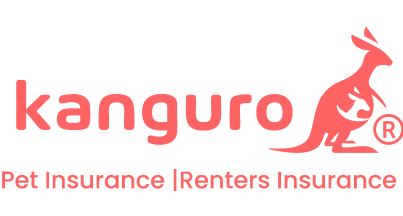 Kanguro pet insurance logo with a stylized kangaroo and text indicating pet and renters insurance.