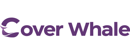 Logo of Cover Whale in purple text with whale tail graphic.
