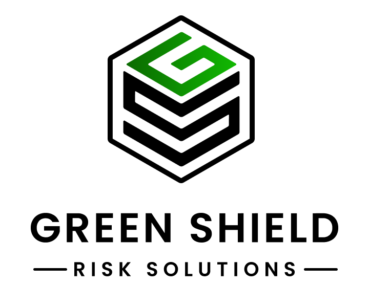 A logo with a black background featuring a 3D geometric cube with black, white, and green lines forming the letter 'G' on the top.