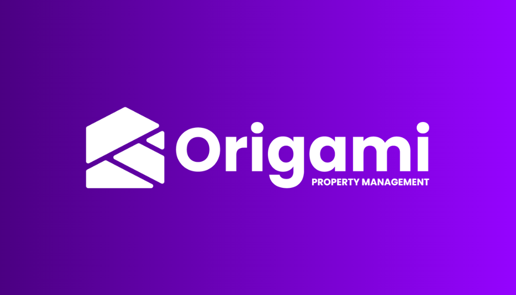 Logo of Origami Property Management on a purple gradient background