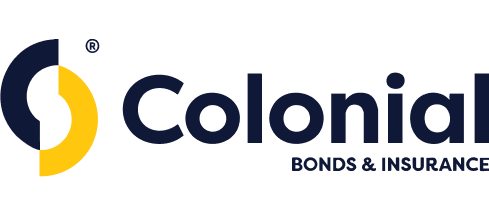 Colonial Bonds & Insurance logo with a stylized yellow and dark blue emblem and text.