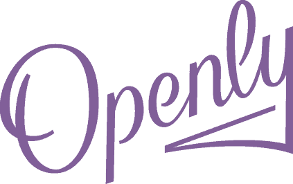 Purple text that says 'Openly' in a handwritten style.