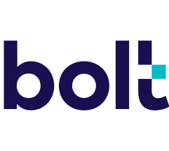 Bolt logo with the word 'bolt' in lowercase letters and a small blue square dotting the 'i' in the logo
