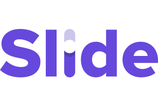 The word 'slide' in purple letters with a white circle on the letter 'i'
