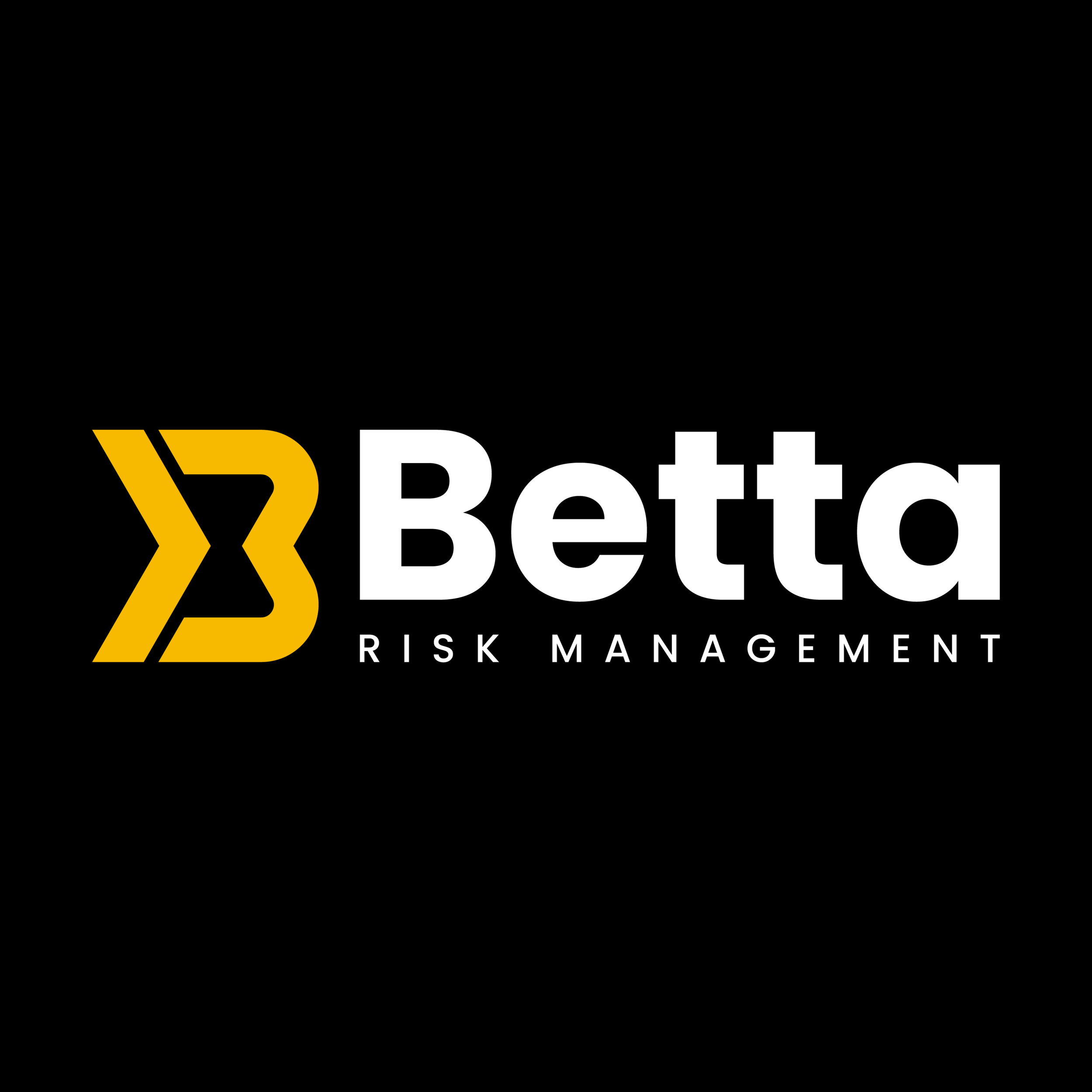 Logo for Beta Risk Management featuring a stylized yellow and black 'B' and the words 'Beta Risk Management' in white on a black background.
