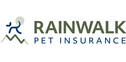 Rainwalk Pet Insurance logo with a stylized figure walking a dog.