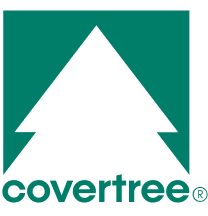 Logo of Covertree, featuring a stylized black pine tree with the word 'covertree' underneath.