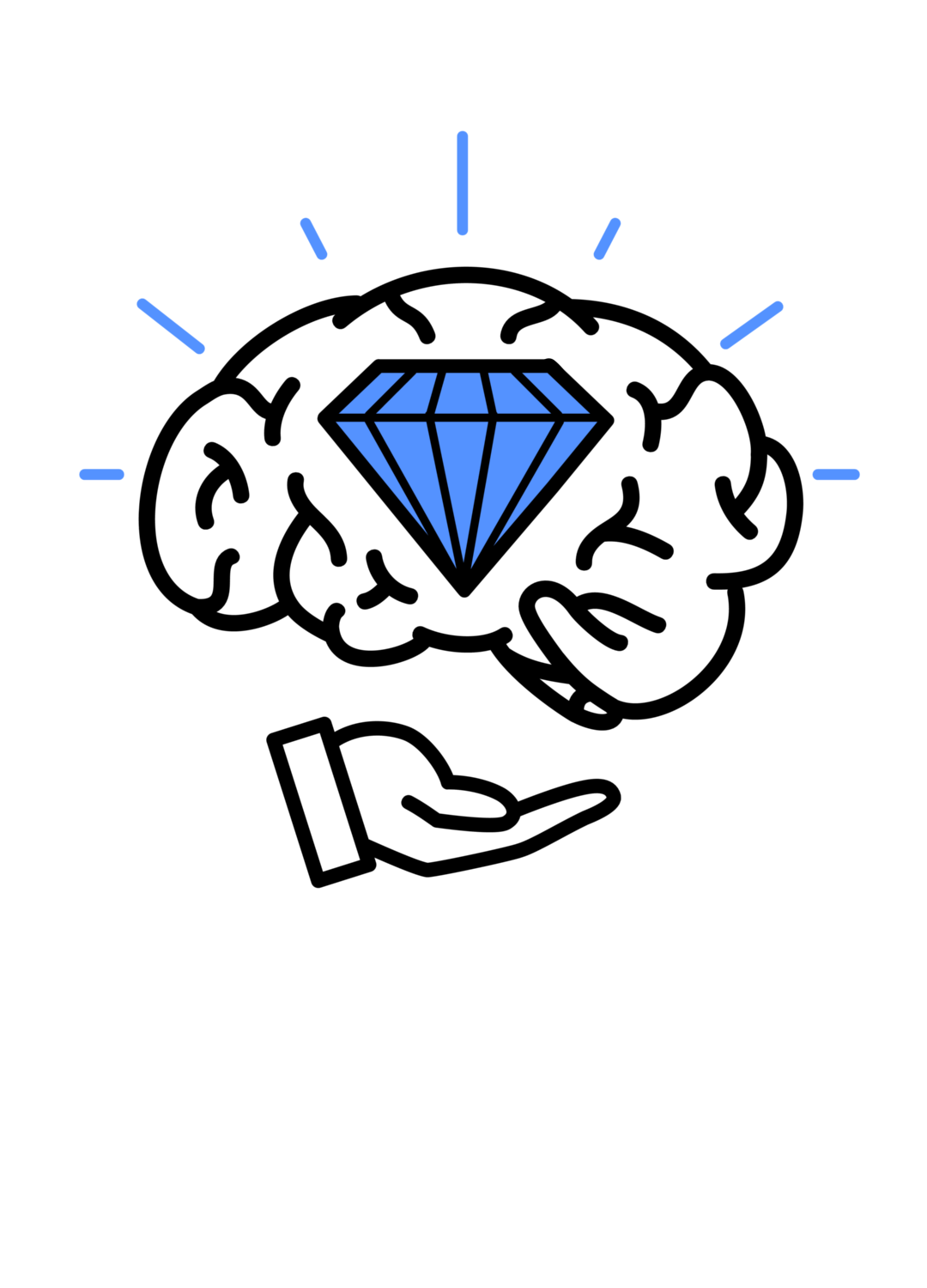 A Beautiful Mind Logo containing a brain representing a healthy state of mental health, with a hand presenting beneath it. Text underneath says A Beautiful Mind - Where Mental Health Begins