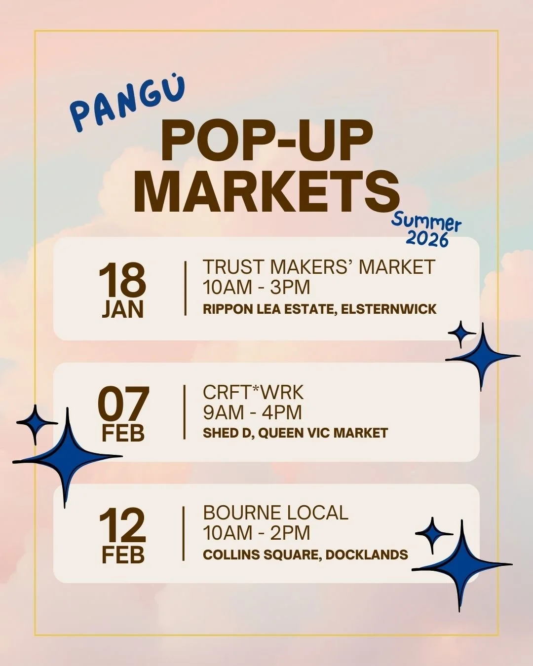 Our Summer 2026 market line-up 🔥
Curious about tea resins? Come try them in person. We&rsquo;ll be pouring samples all day, hot and iced!

#melbournemarkets #shoplocal #puer #chinesetea