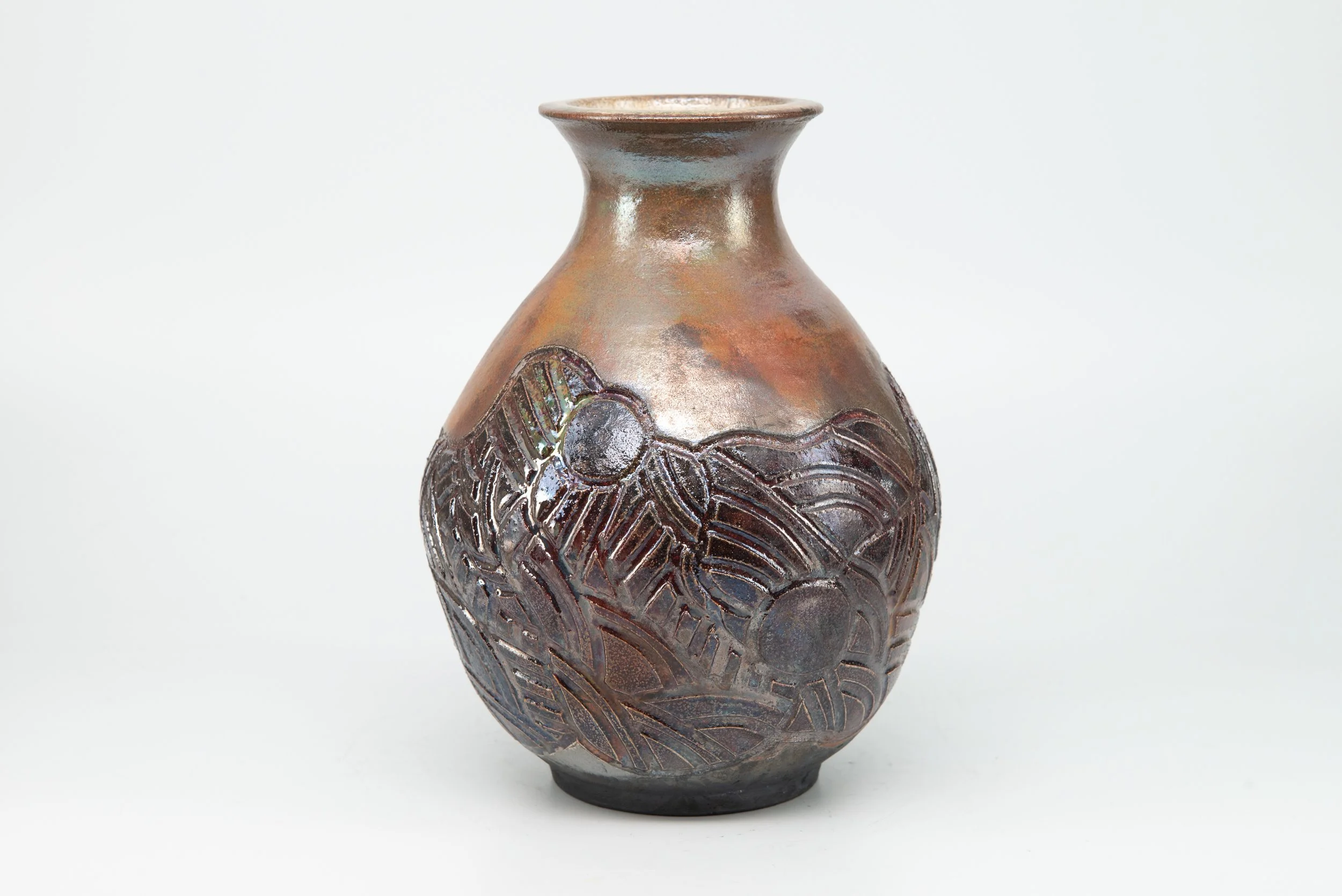 Hand-Carving Raku Vase
