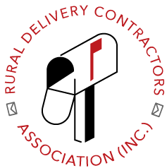 Circular logo with text 'RURAL DELIVERY CONTRACTORS ASSOCIATION (INC)' in red around the edge and a red graphic in the center.