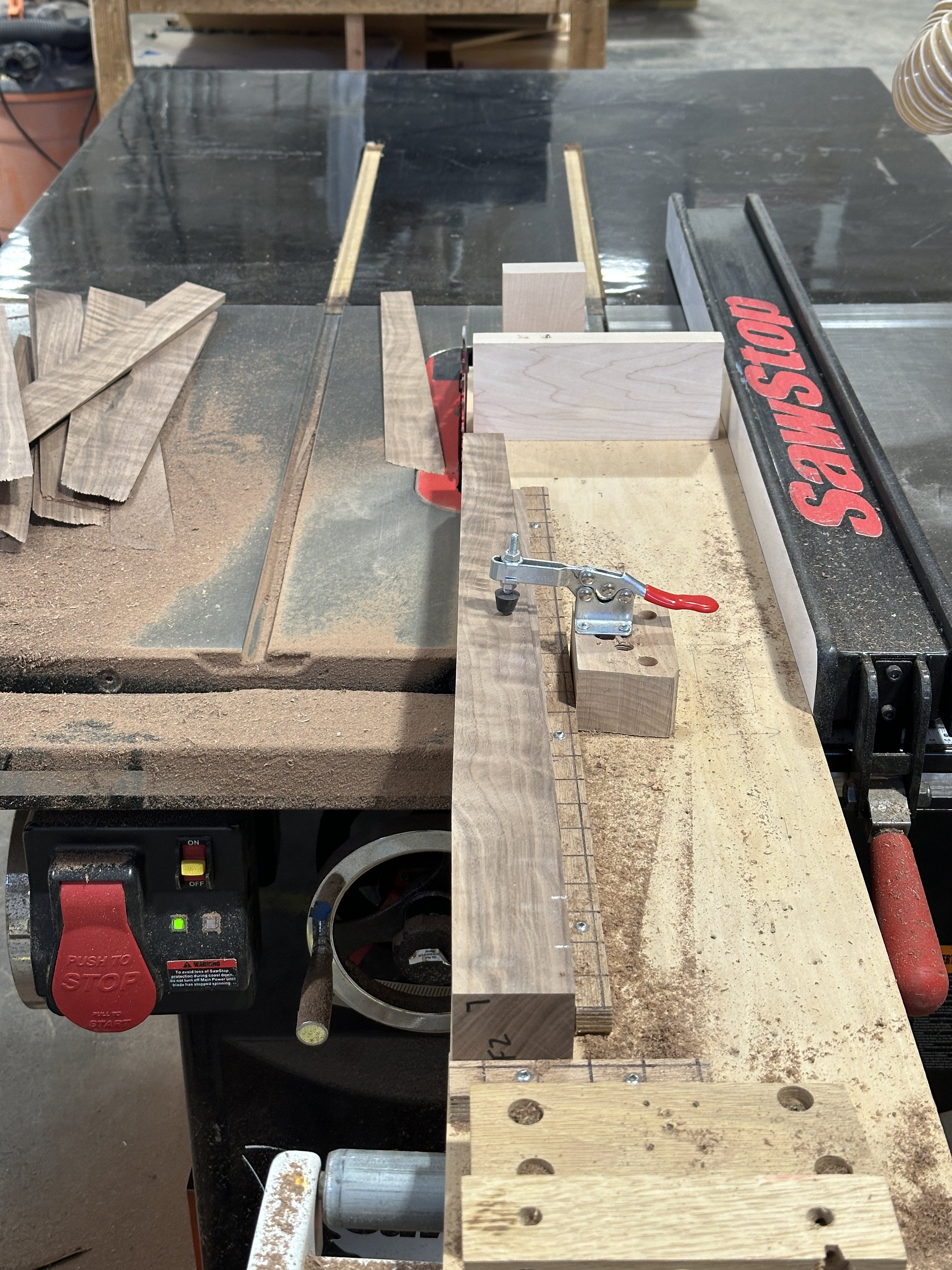 Custom jig for cutting leg tapers