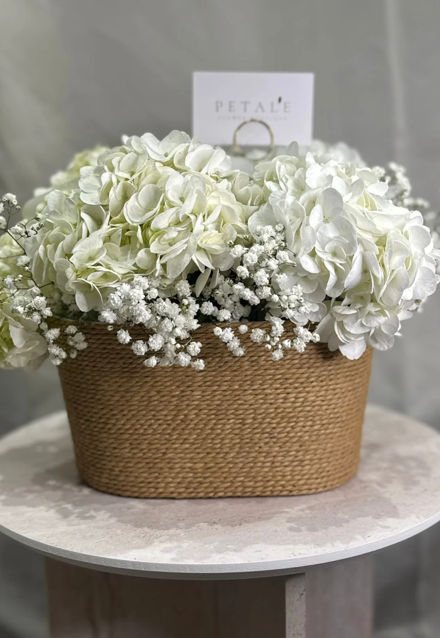 Hydrangea Delight - White Hydrangeas Basket