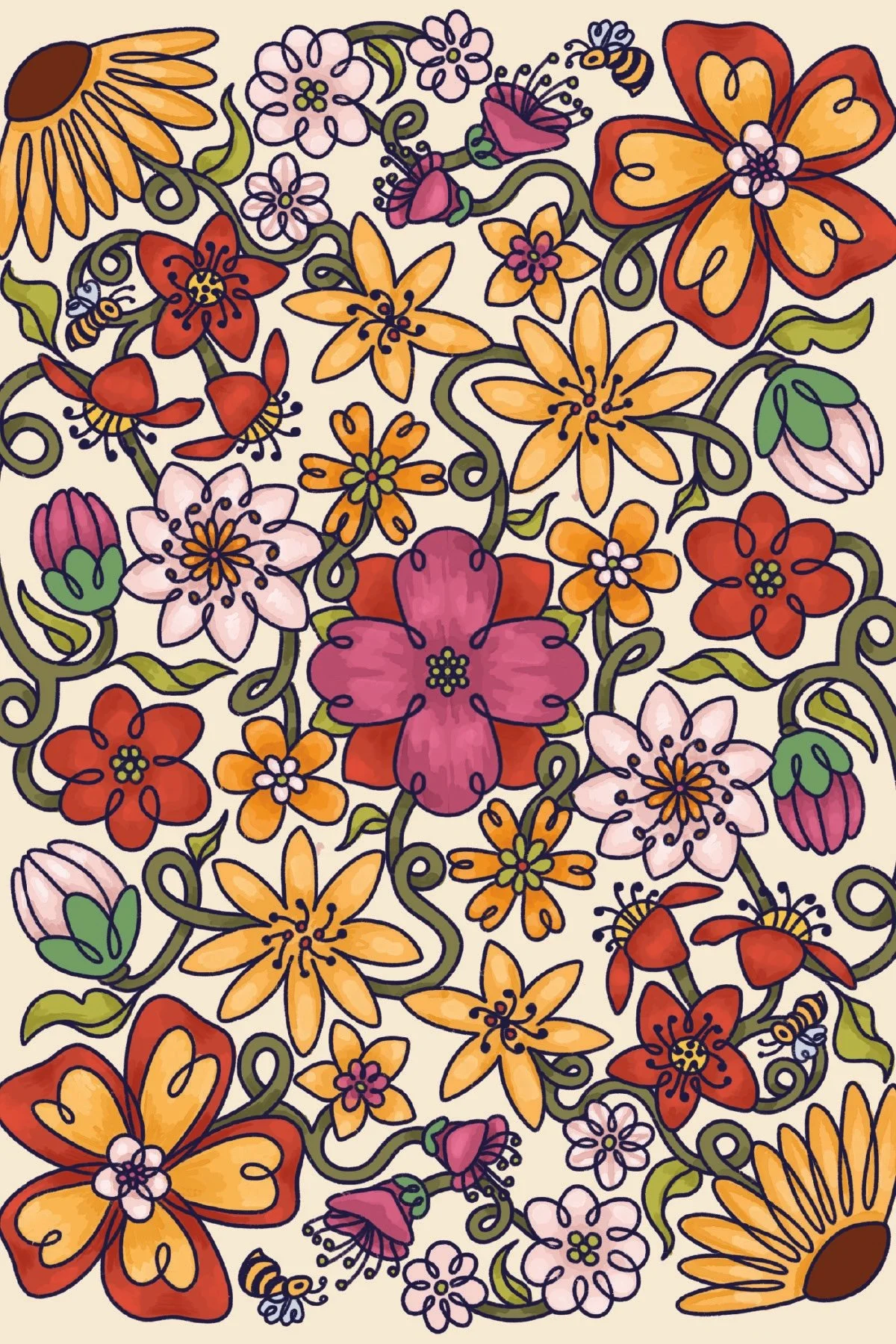 Flower Pattern Postcard