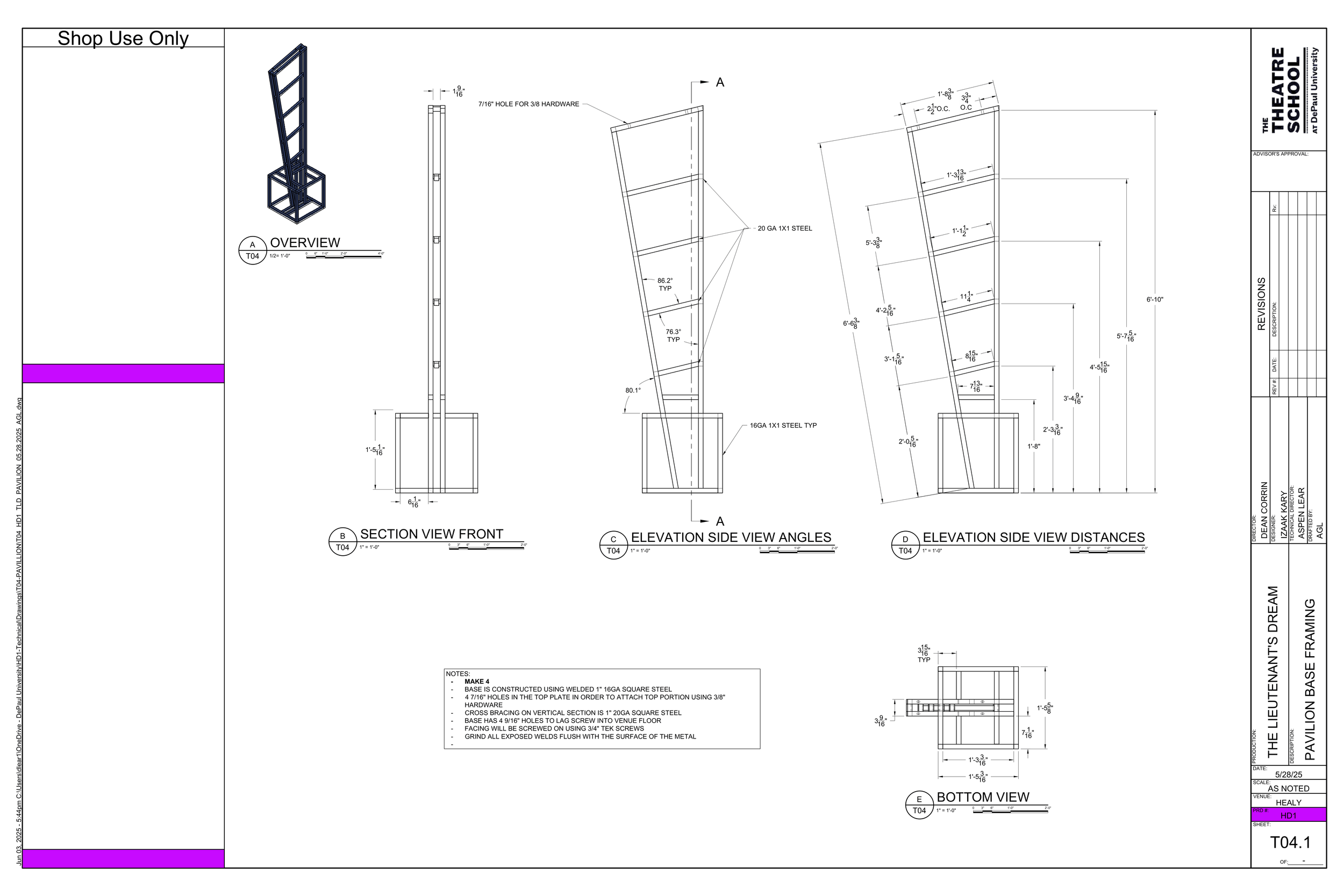 Interior framing for the welded bases of the arches