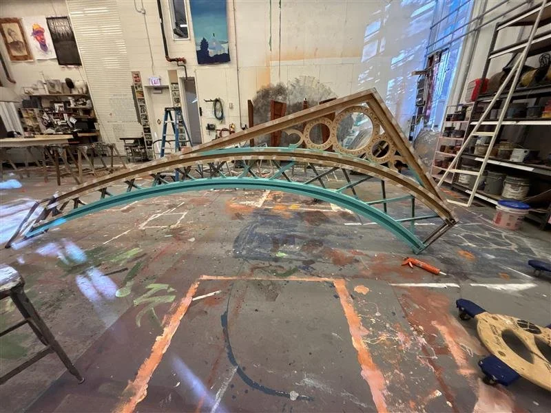 Upper arch with cladding and first coat of paint