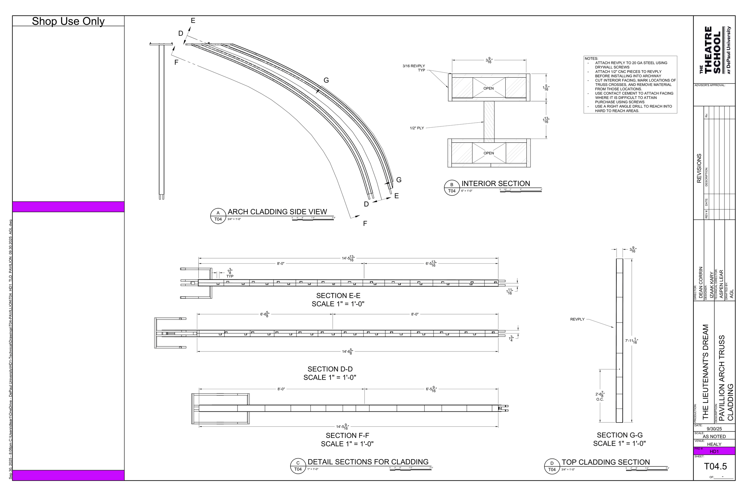 Details of the cladding on the upper portion of the arch